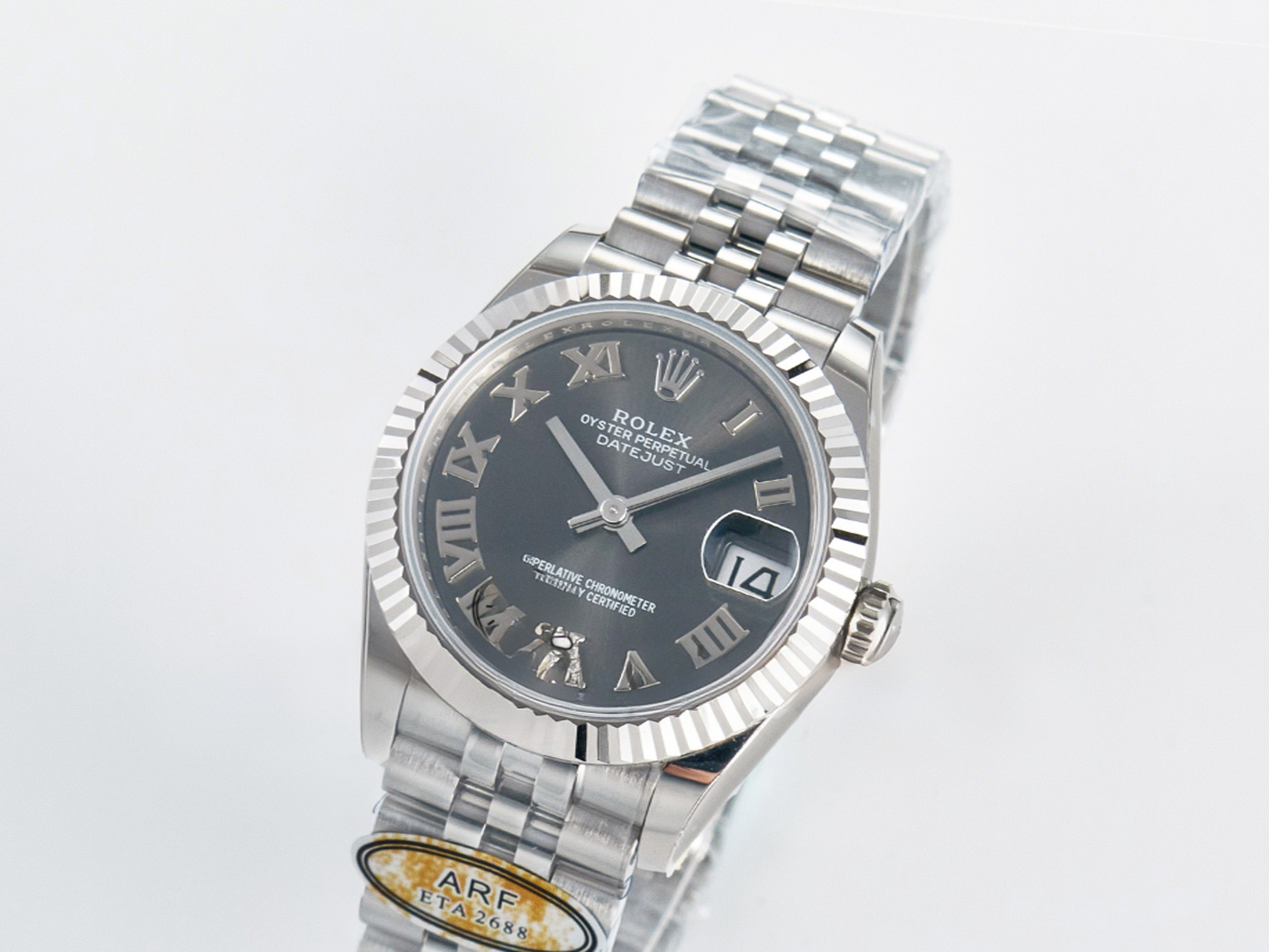 Rolex DateJust 31 278274 ARF 1:1 Best Edition 904L Steel Gray Roman Diamonds Dial on SS Jubilee Bracelet ETA 2688-fasswatch