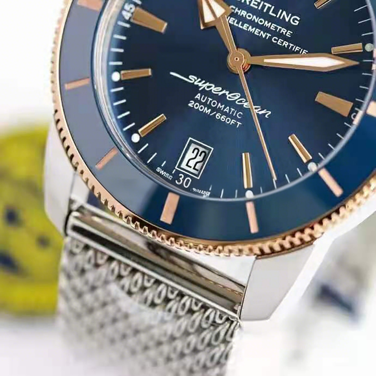 Breitling Superocean Heritage II B20 Automatic 42mm in Blue Dial on Blue and Rose Gold Bezel-fasswatch