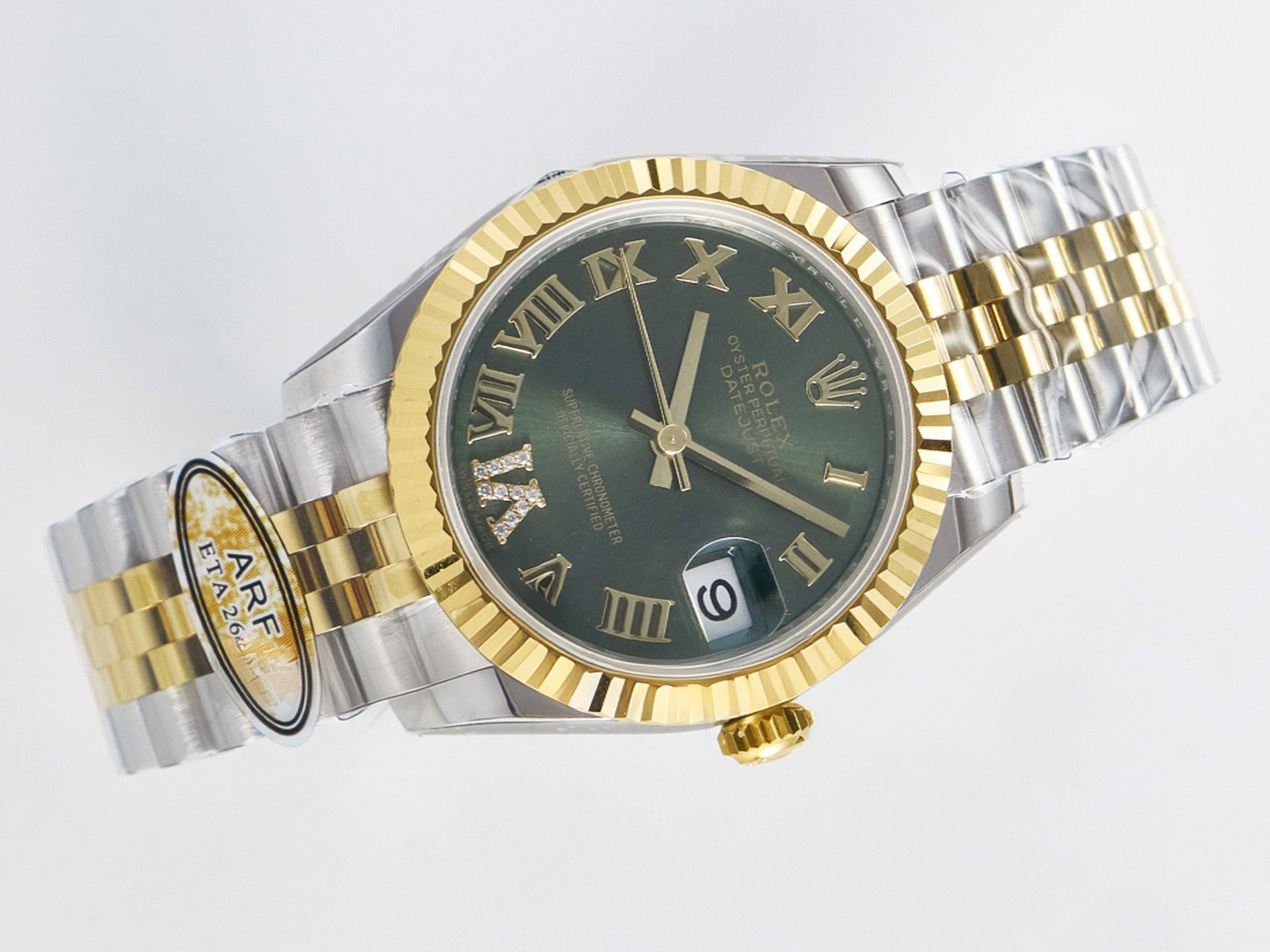 Rolex DateJust 31 278273 ARF 1:1 Best Edition 904L Steel Green Roman Diamonds Dial on SS/YG Jubilee Bracelet ETA 2688-fasswatch