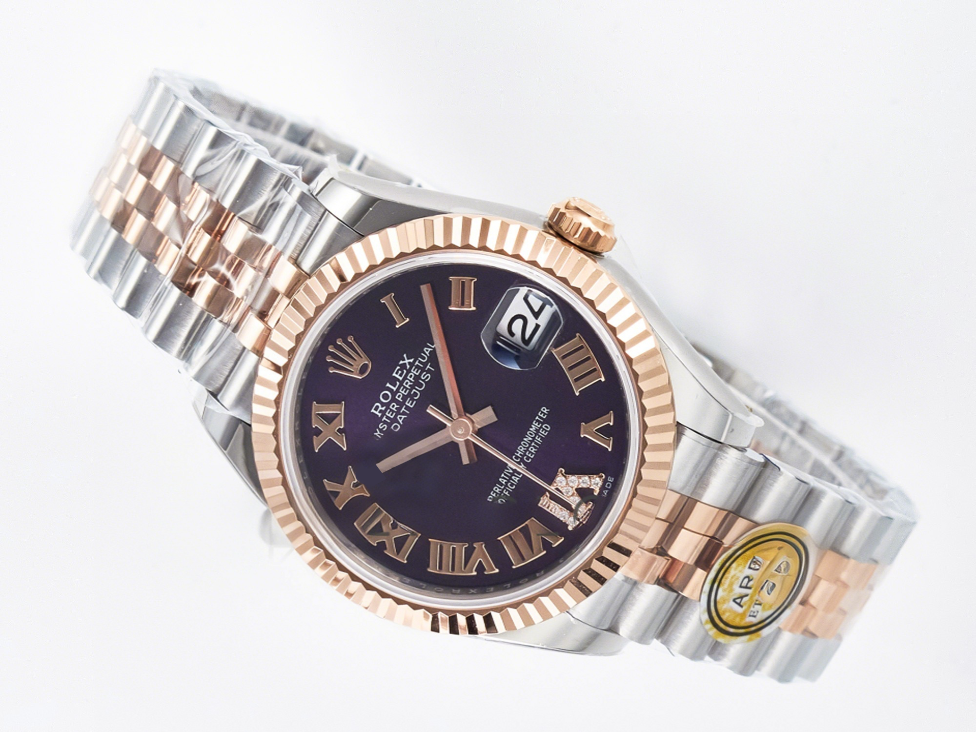 Rolex DateJust 31 278271 ARF 1:1 Best Edition 904L Steel Purple Roman Diamonds Dial on SS/RG Jubilee Bracelet ETA 2688-fasswatch