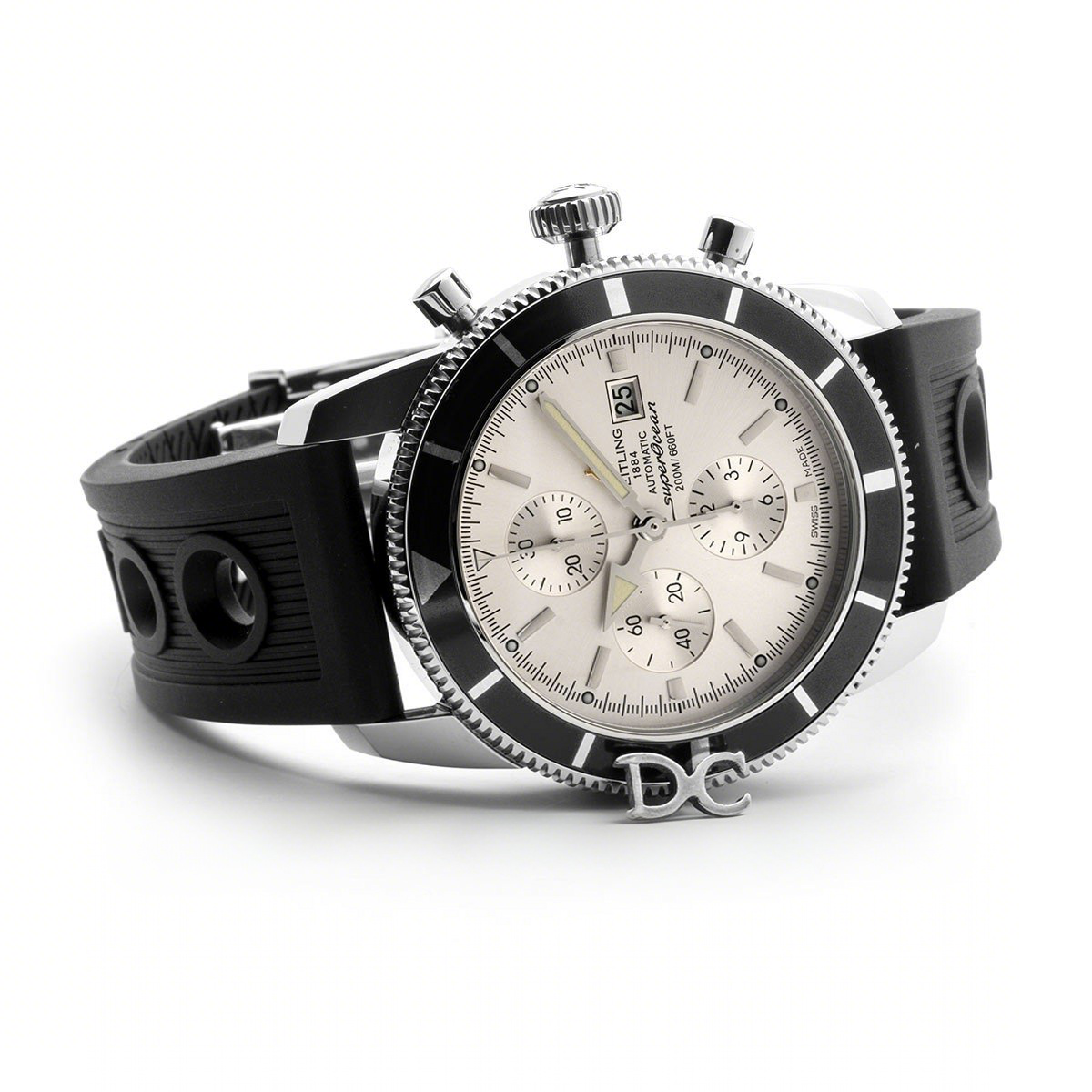 Breitling Superocean Heritage II Chronograph 46 Silver Dial in Steel on Rubber Strap-fasswatch