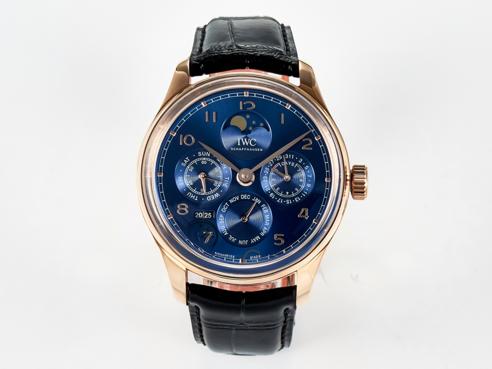 IWC IW5033 Portugieser Perpetual Calendar RG V9F 1:1 Best Edition White Dial on Black Leather Strap A52610-fasswatch