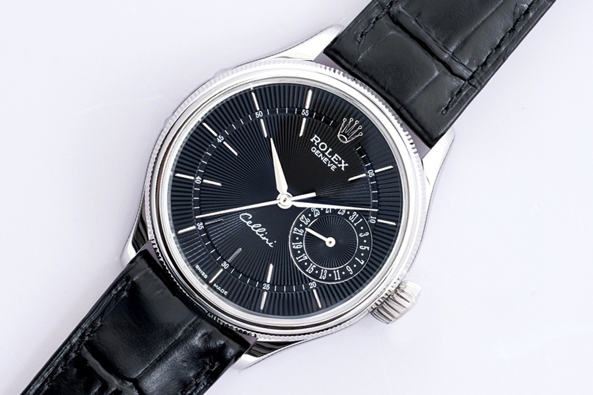 Rolex Cellini Date 50519 Black Dial in White Gold-fasswatch