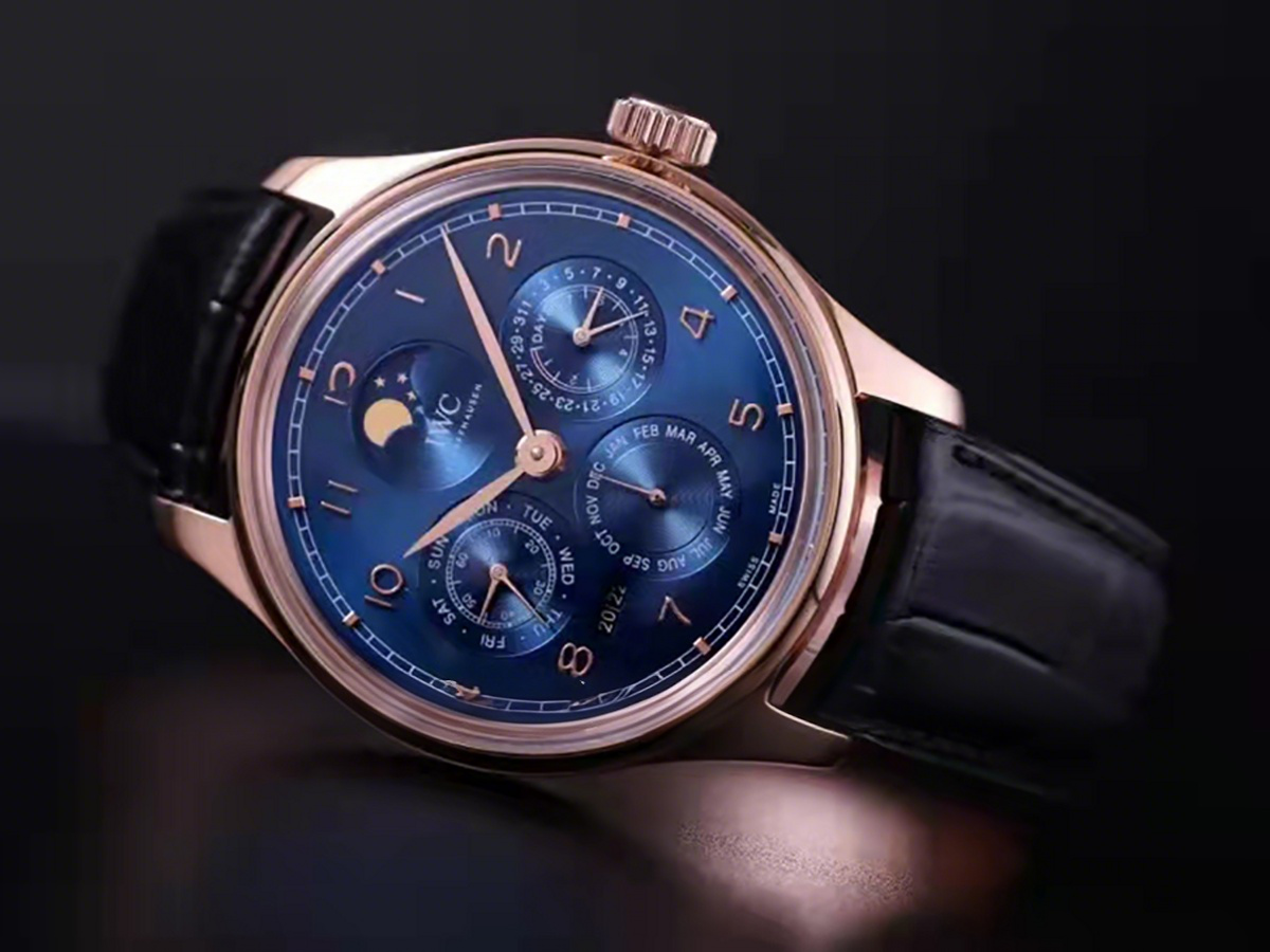 IWC Portugieser Perpetual Calendar IW503312 Blue Dial in Rose Gold-fasswatch