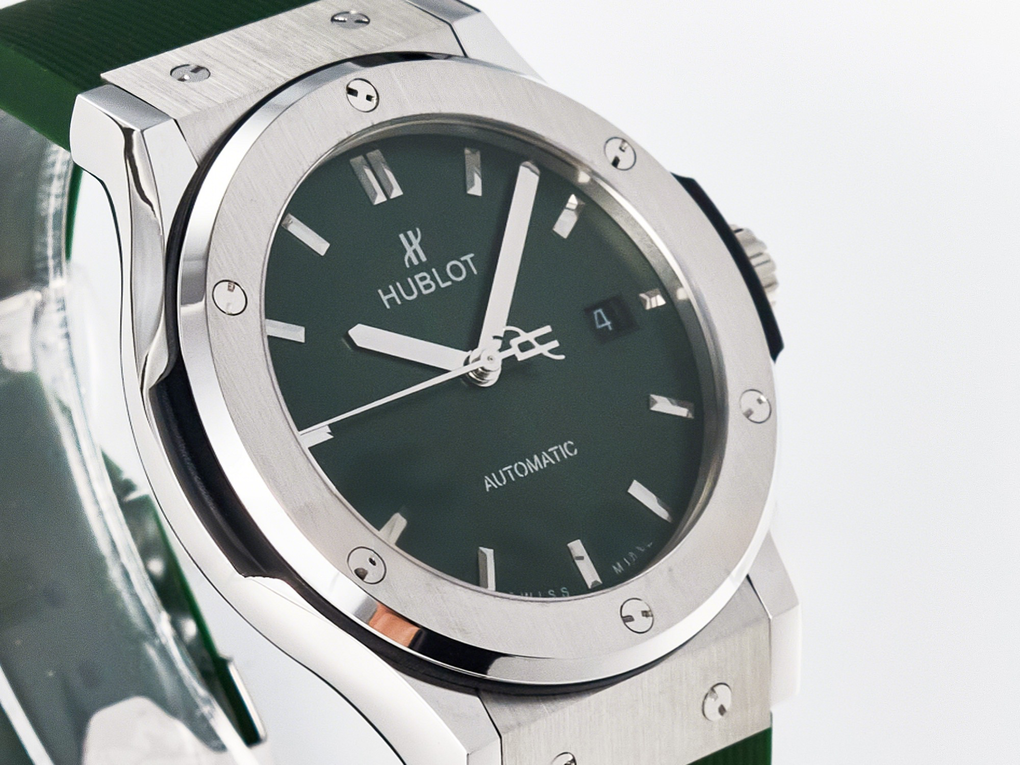 Hublot Classic Fusion Bang 42mm HBF 1:1 Best Edition Green Dial on Green Rubber Strap A2892-fasswatch