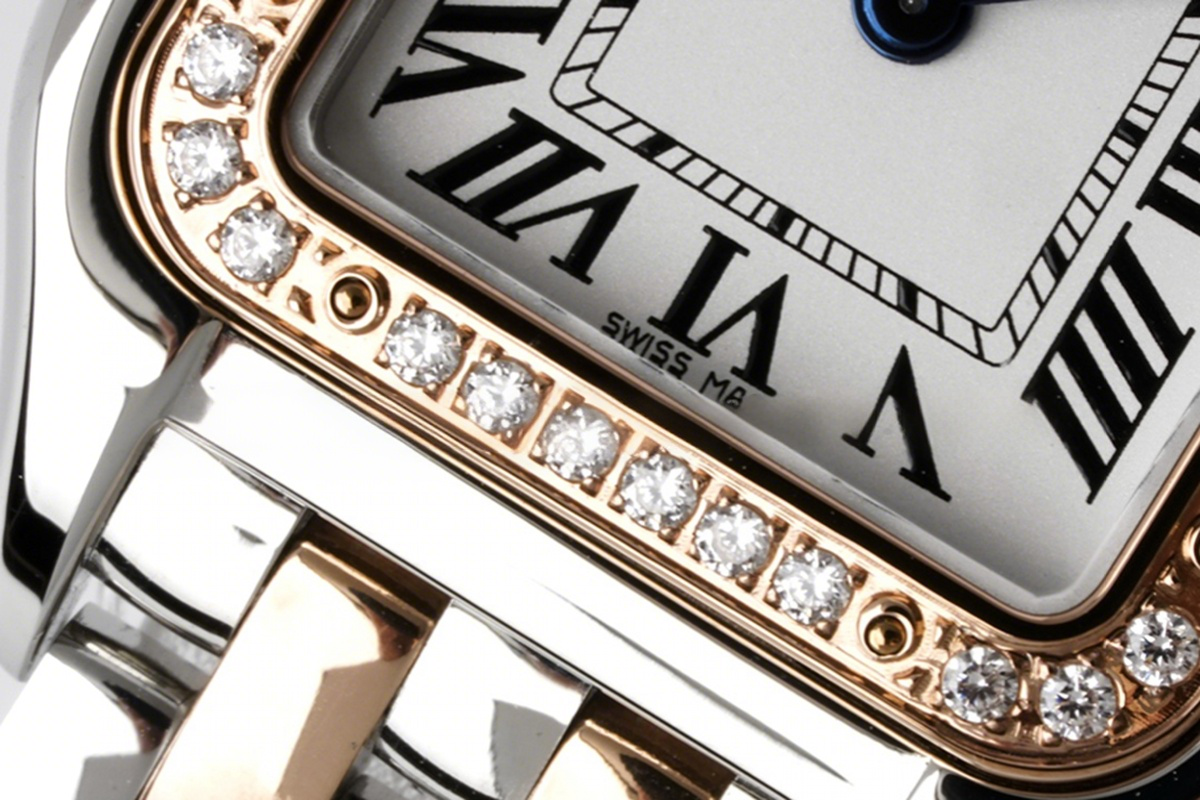Cartier Panthère De Cartier 22mm White Dial in Steel/Rose Gold with Diamond Bezel-fasswatch