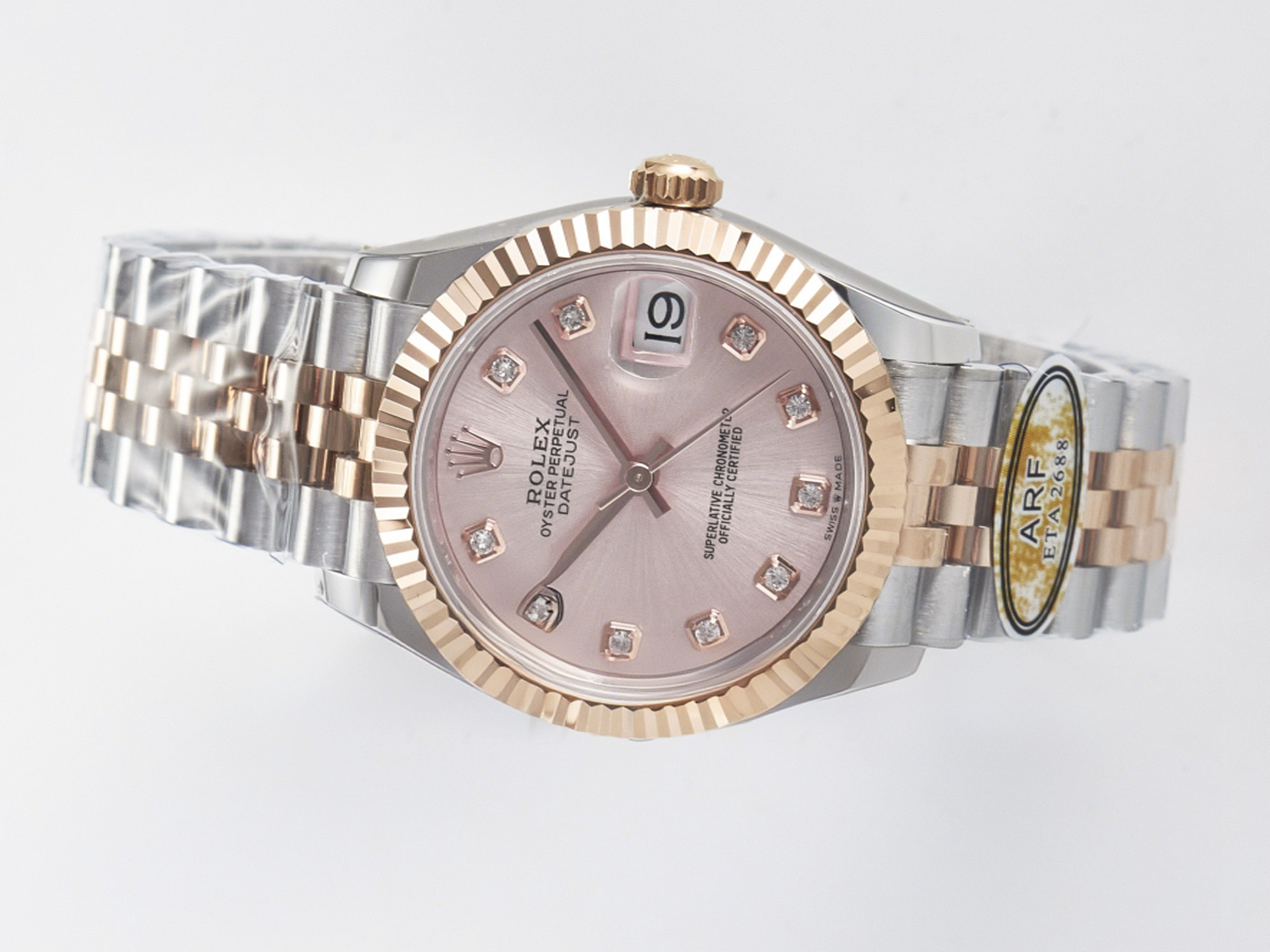 Rolex DateJust 31 278271 ARF 1:1 Best Edition 904L Steel RG Diamonds Dial on SS/RG Jubilee Bracelet ETA 2688-fasswatch