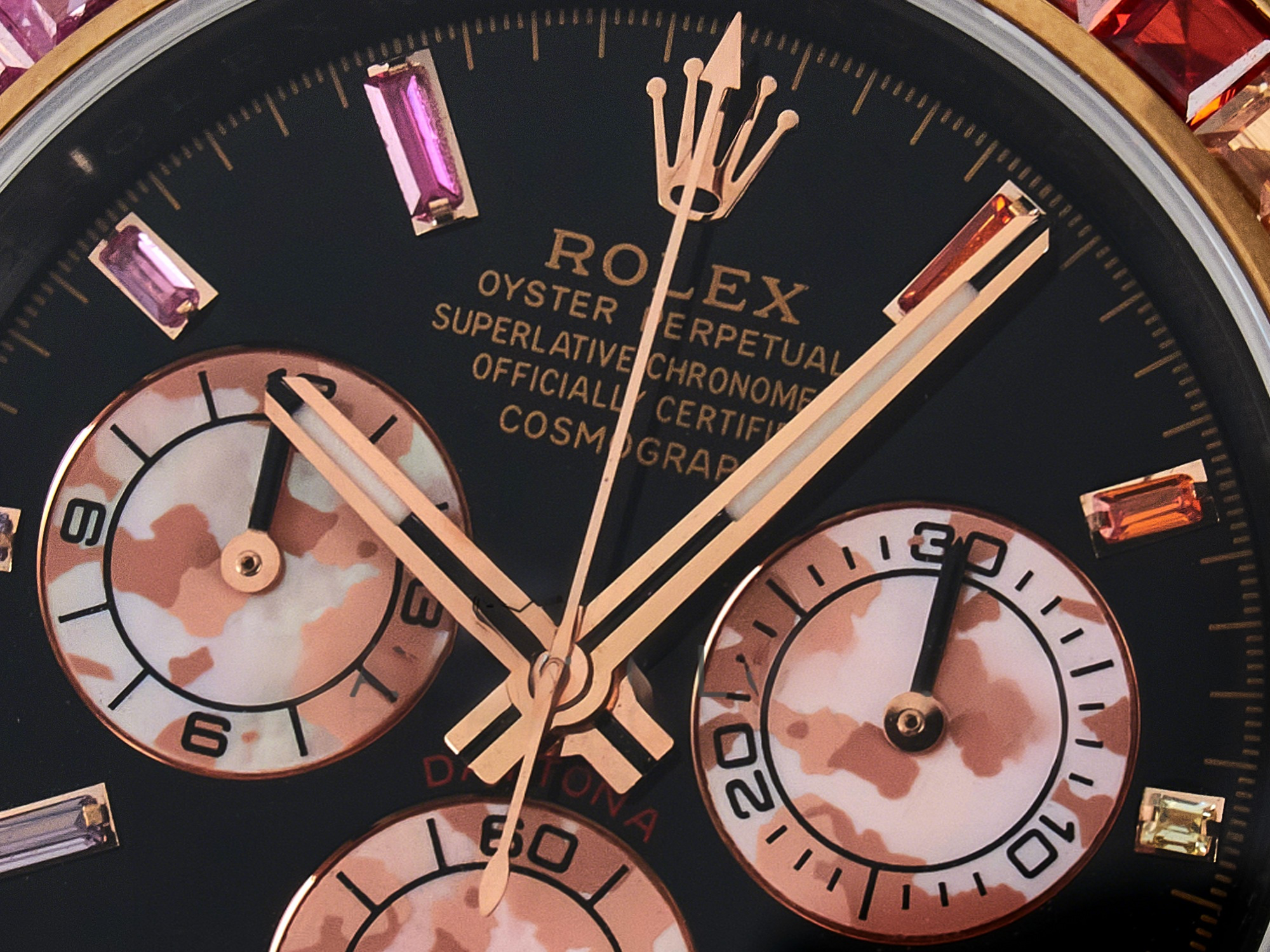 Rolex Daytona DIW Carbon Case DIWF Edition Black Dial Rainbow Diamonds Bezel on Brown Nylon Strap A7750-fasswatch