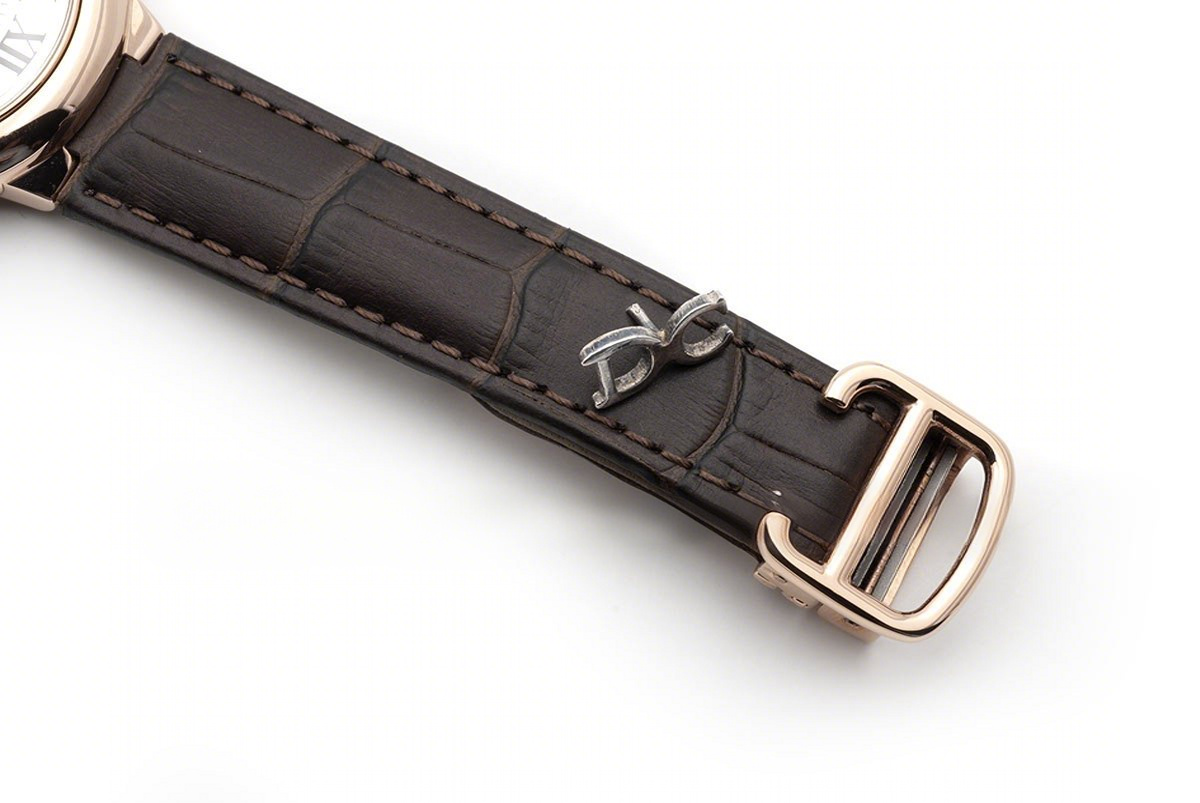 Cartier Ballon Bleu De Cartier 36mm White Dial with Diamond Markers in Pink Gold on Brown Leather Strap-fasswatch