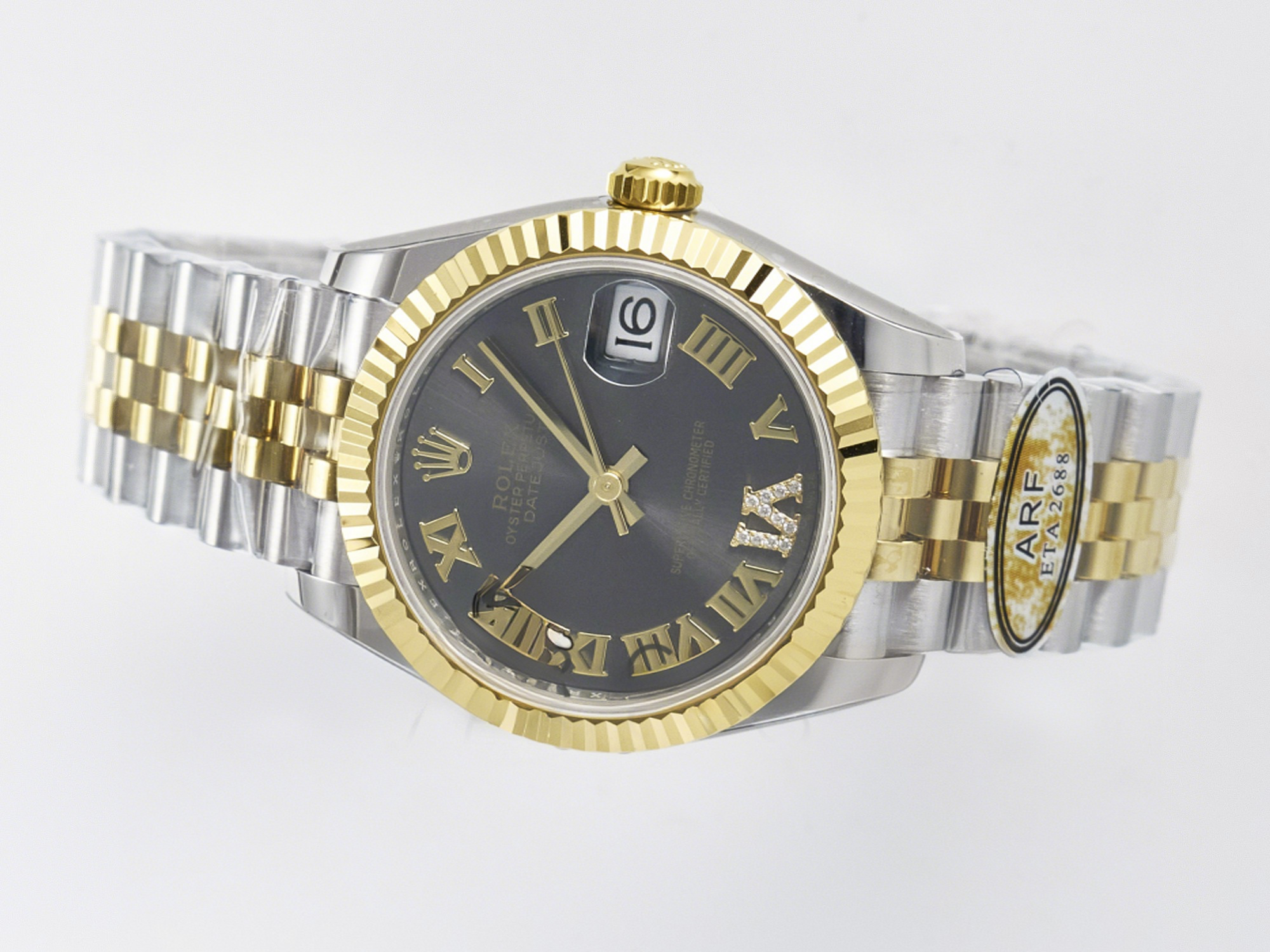 Rolex DateJust 31 278273 ARF 1:1 Best Edition 904L Steel Gray Roman Diamonds Dial on SS/YG Jubilee Bracelet ETA 2688-fasswatch