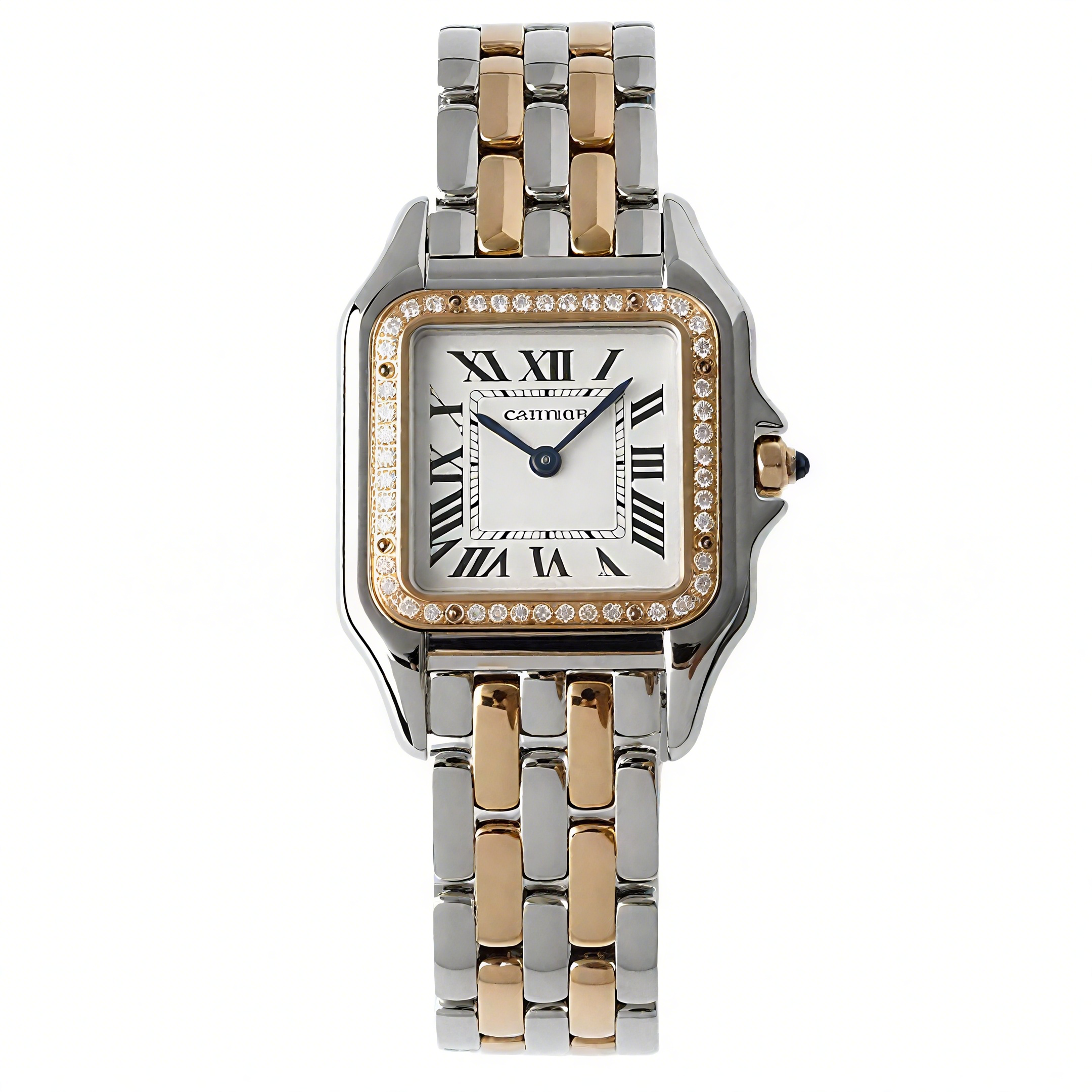 Cartier Panthère De Cartier 22mm White Dial in Steel/Rose Gold with Diamond Bezel-fasswatch