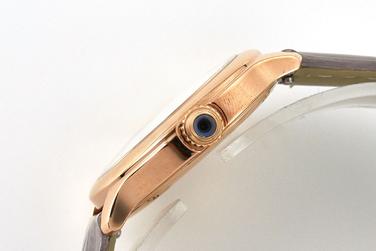 Cartier Ronde Must De Cartier 29mm White Dial in Rose Gold on Grey Leather Strap-fasswatch