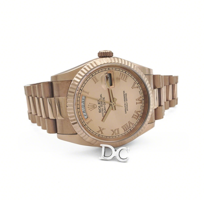 Rolex Daydate 36 128235 Rosé Dial with Roman Marker in Everose Gold-fasswatch