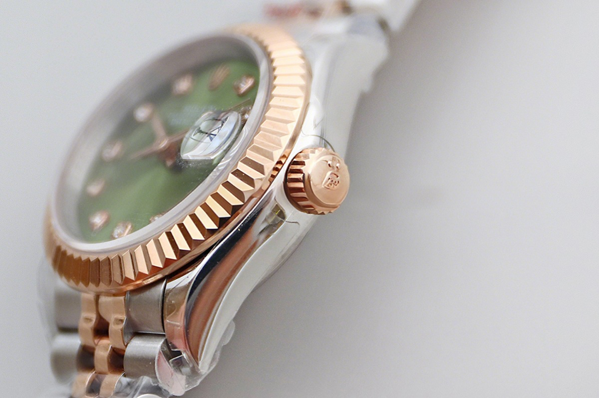 Rolex Ladies Datejust 279171 Olive Green Dial with Diamond Markers in Rose Gold/Steel-fasswatch
