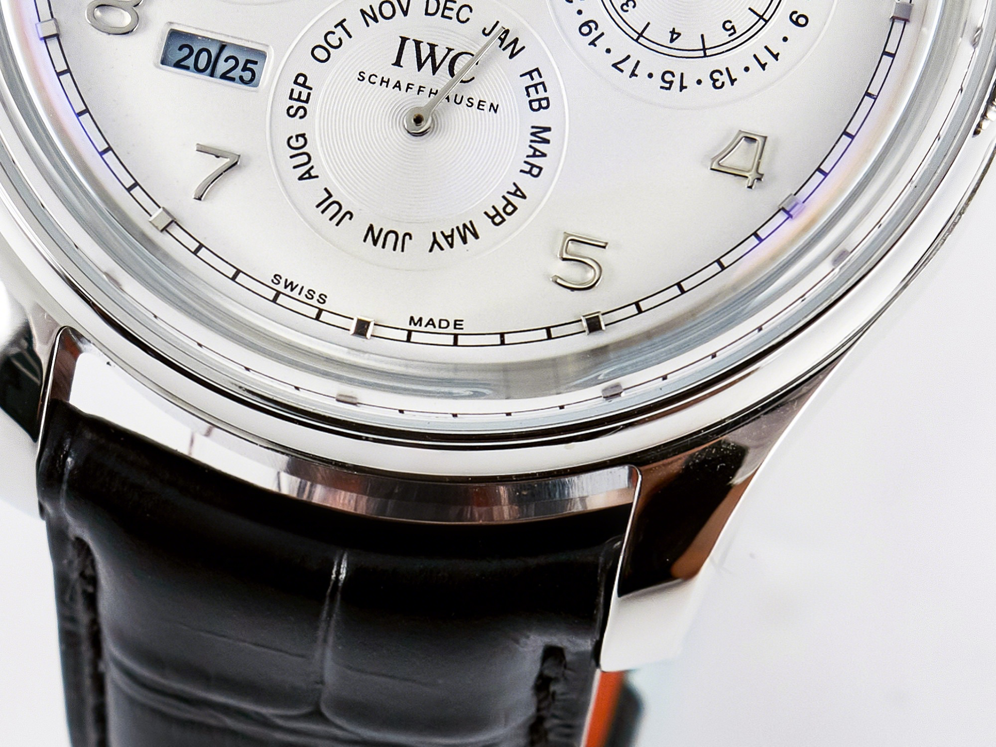 IWC IW5034 Portugieser Perpetual Calendar SS V9F 1:1 Best Edition White Dial on Black Leather Strap A52610-fasswatch