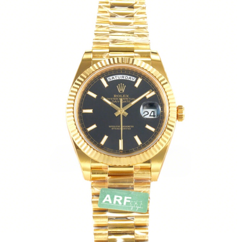 Rolex Daydate 40 228238 Bright Black Dial with Stick Marker in Yellow Gold (Gain Weight)-fasswatch