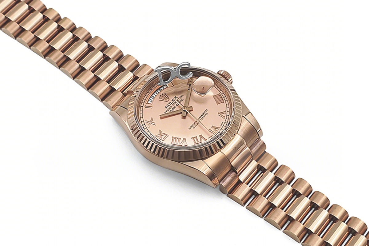 Rolex Daydate 36 128235 Rosé Dial with Roman Marker in Everose Gold-fasswatch