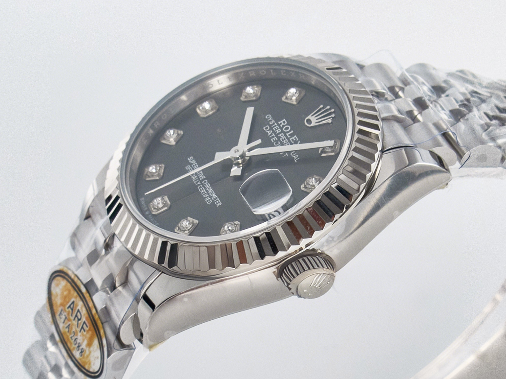Rolex DateJust 31 278274 ARF 1:1 Best Edition 904L Steel Gray Diamonds Dial on SS Jubilee Bracelet ETA 2688-fasswatch