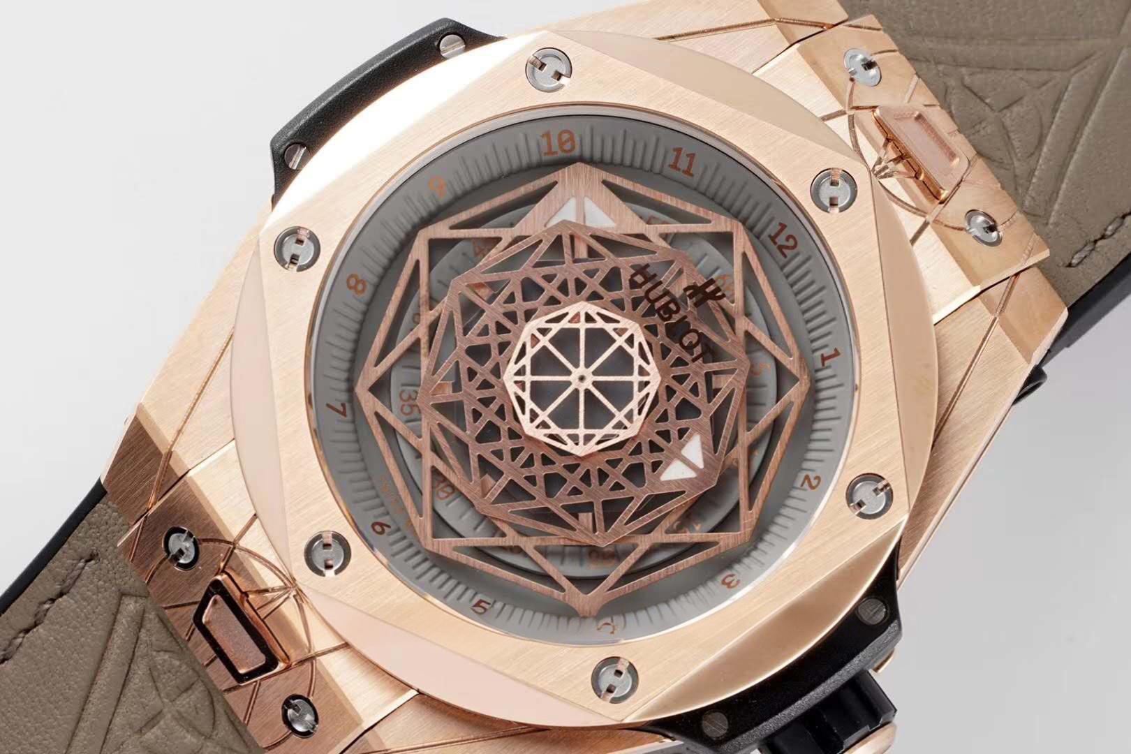 Hublot Big Bang Unico Sang Bleu in Rose Gold on Brown Leather Strap-fasswatch