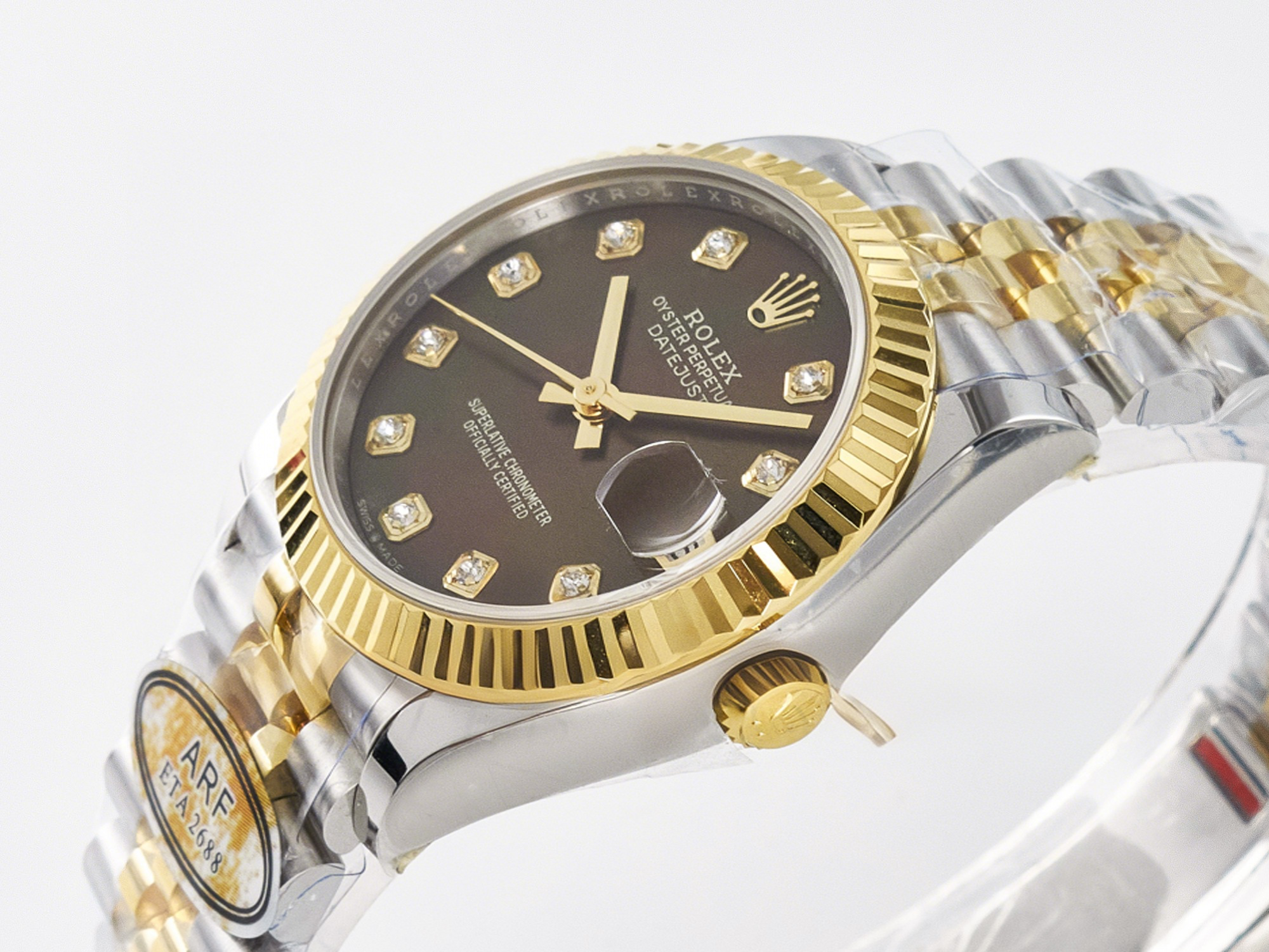Rolex DateJust 31 278273 ARF 1:1 Best Edition 904L Steel Brown Diamonds Dial on SS/YG Jubilee Bracelet ETA 2688-fasswatch