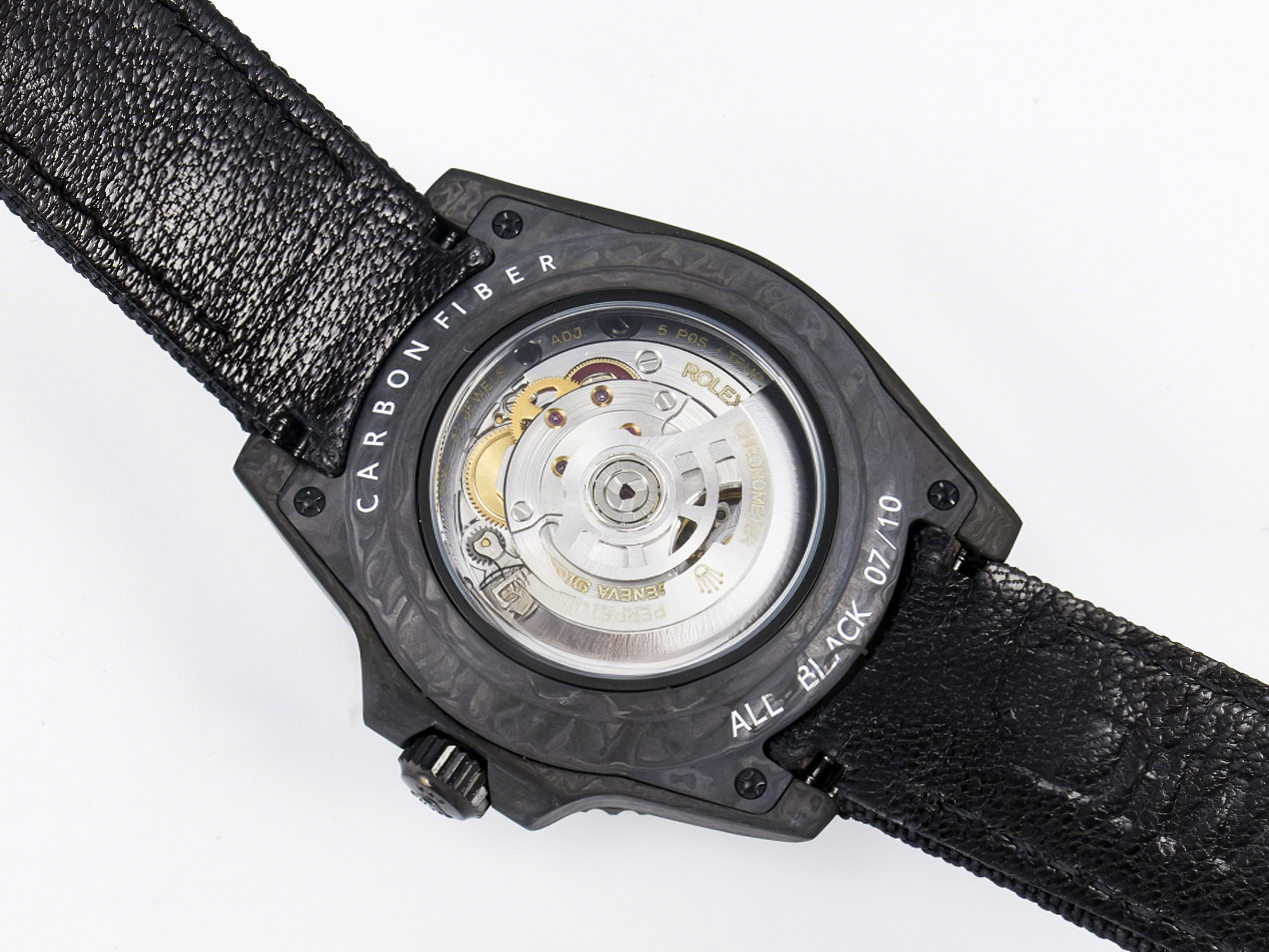 Rolex GMT Carbon DIWF Best Edition Black Carbon Dial SS Markers on Black Nylon Strap SA3285 CHS V2-fasswatch