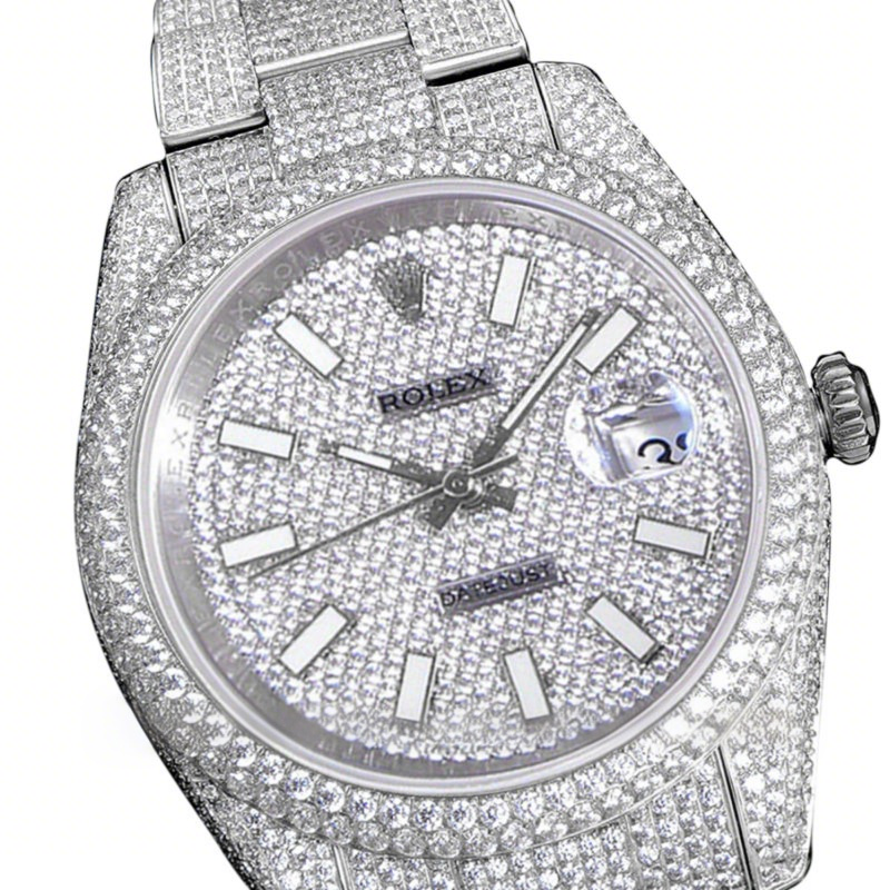 Rolex Datejust 41 126334 Diamond Paved Dial with Stick Markers in Steel-fasswatch