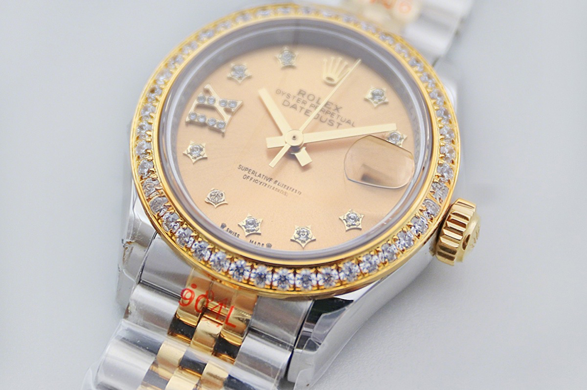 Rolex Ladies Datejust 279383RBR Champagne Dial with Diamond Bezel in Yellow Gold/Steel-fasswatch