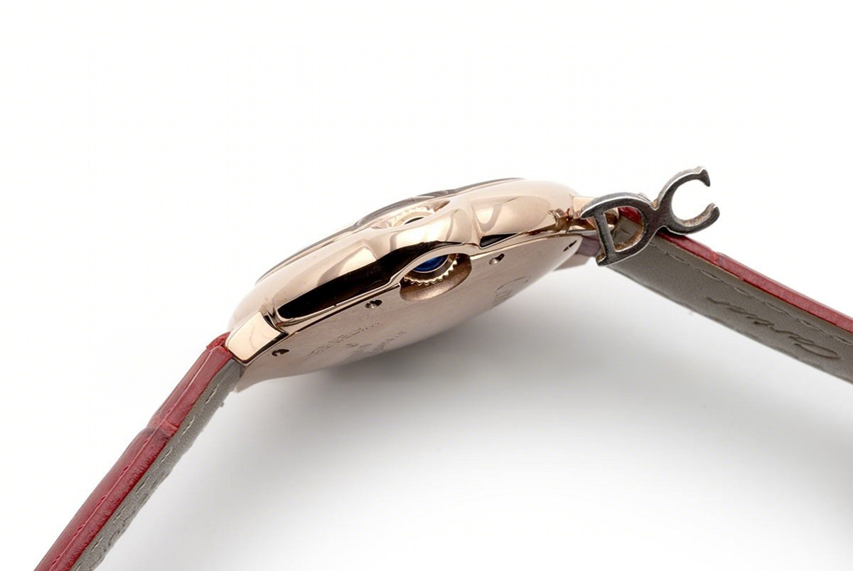 Cartier Ballon Bleu De Cartier 36mm White Dial in Pink Gold on Red Leather Strap-fasswatch