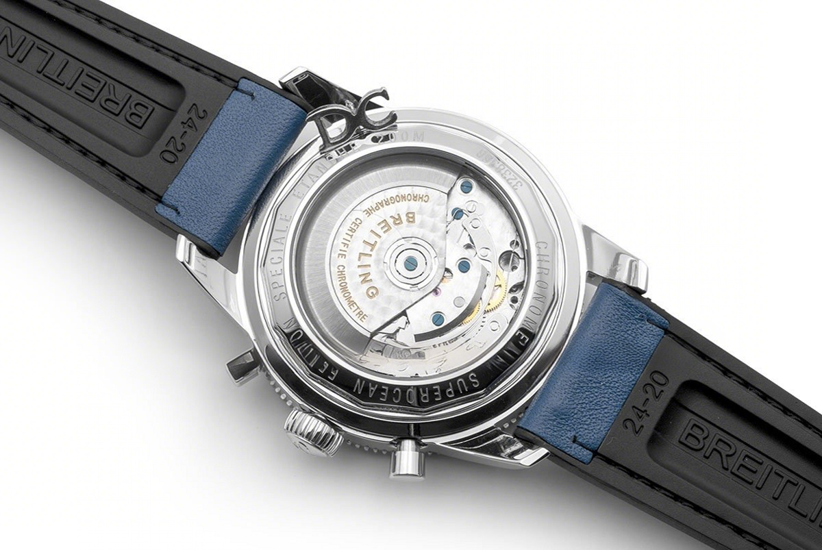 Breitling Superocean Heritage II B01 Chronograph in Blue Dial on Steel on Blue Leather Strap-fasswatch