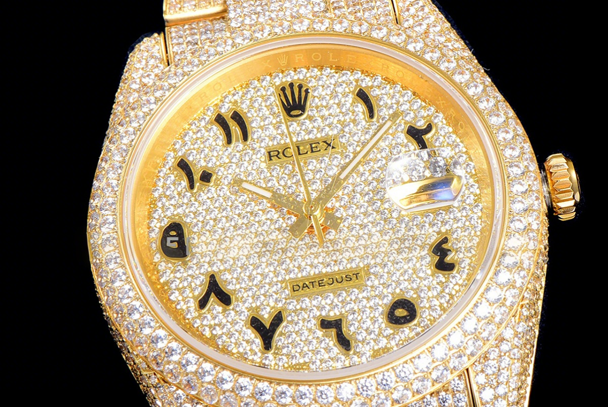 Rolex Datejust 41 126334 Diamond Paved Dial with Arabic Markers in Yellow Gold-fasswatch