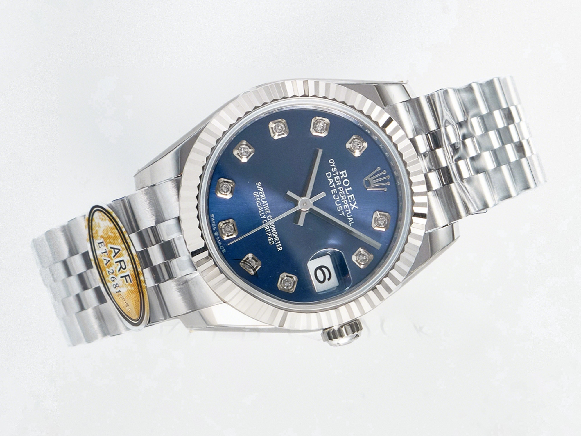 Rolex DateJust 31 278274 ARF 1:1 Best Edition 904L Steel Blue Diamonds Dial on SS Jubilee Bracelet ETA 2688-fasswatch