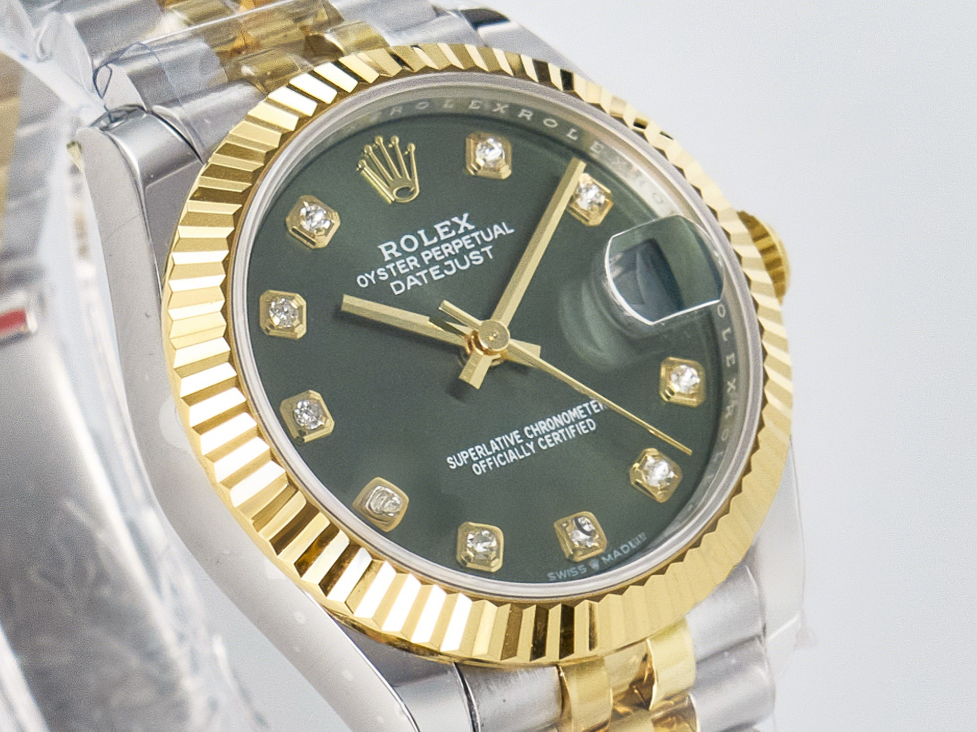 Rolex DateJust 31 278383 ARF 1:1 Best Edition 904L Steel Green Diamonds Dial on SS/YG Jubilee Bracelet ETA 2688-fasswatch