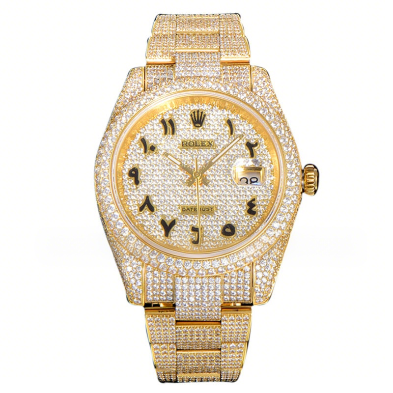 Rolex Datejust 41 126334 Diamond Paved Dial with Arabic Markers in Yellow Gold-fasswatch