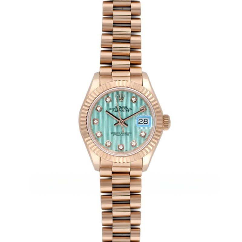 Rolex Ladies Datejust 279175 Tiffany Dial with Diamonds Markers in Rose Gold-fasswatch