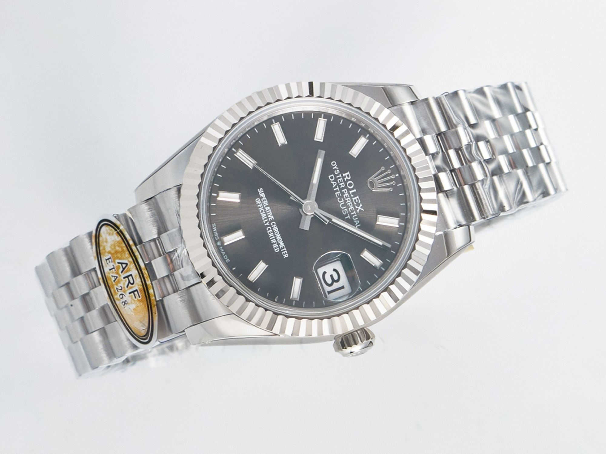 Rolex DateJust 31 278274 ARF 1:1 Best Edition 904L Steel Gray Dial Stick Marker on SS Jubilee Bracelet ETA 2688-fasswatch
