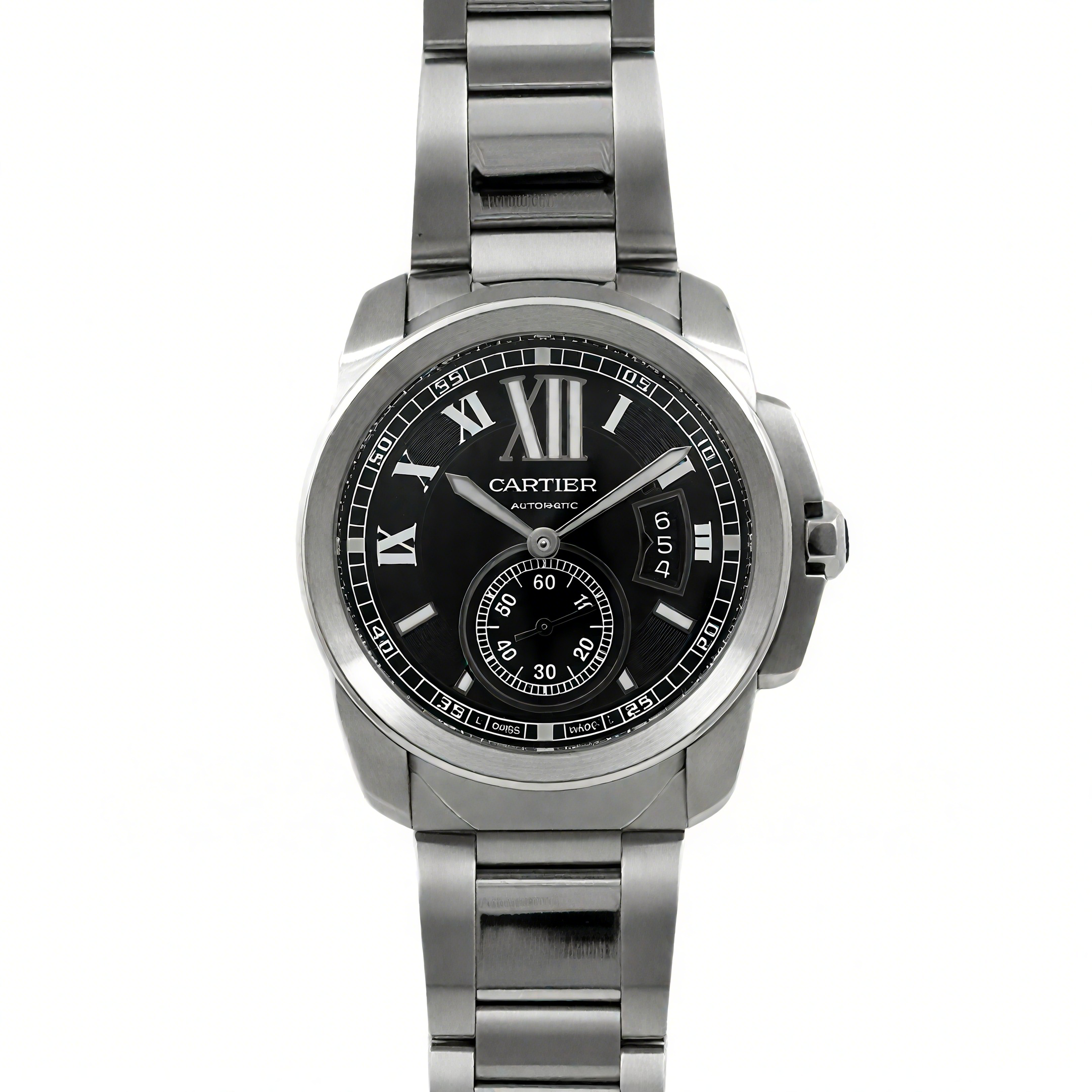 Calibre de Cartier Black Dial on Steel Bracelet-fasswatch