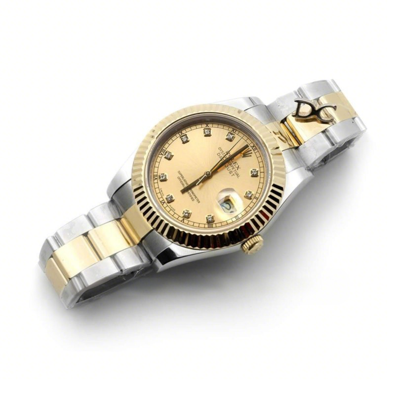 Rolex Datejust II 116333 Yellow Gold Dial in Gold/Steel with Diamond Markers on Oyster Bracelet-fasswatch