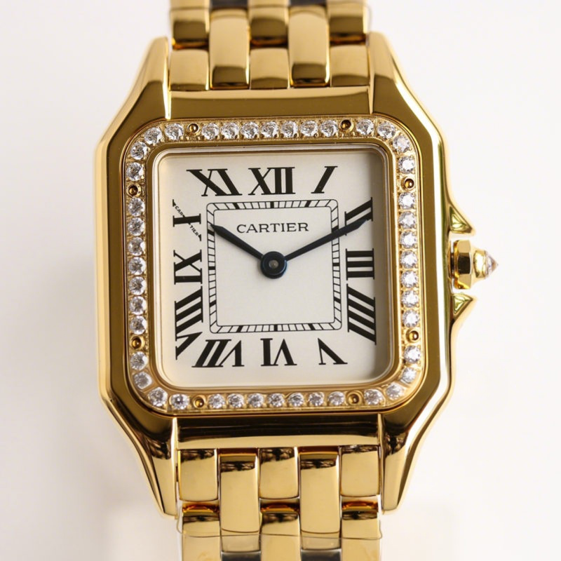 Cartier Panthère De Cartier 27mm White Dial in Yellow Gold with Diamond Bezel-fasswatch