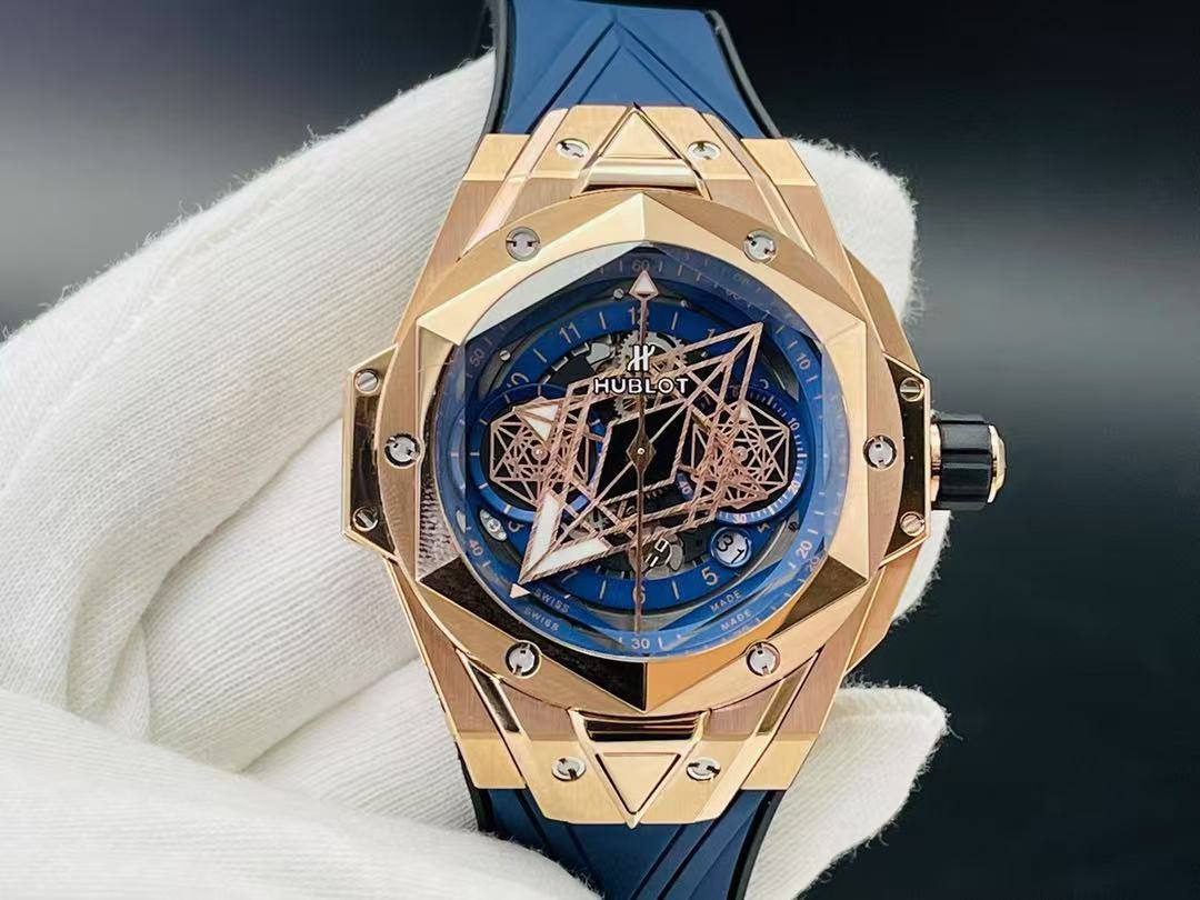 Hublot Big Bang Blue Sang Bleu 45mm Rose Gold Rubber Strap Swiss Watch-fasswatch