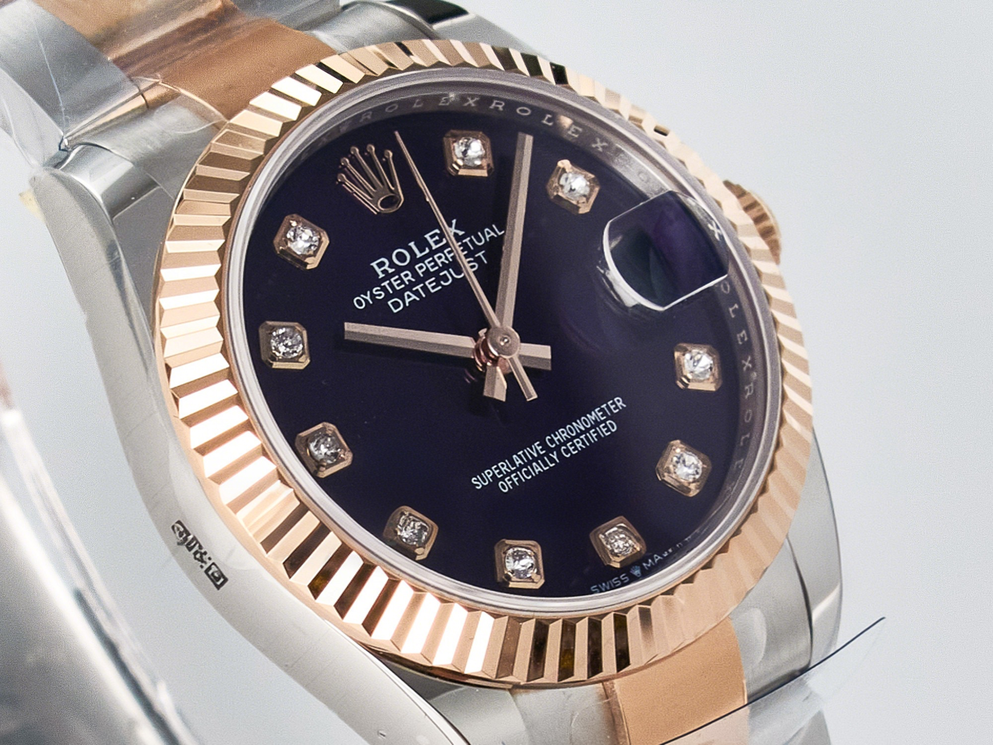 Rolex DateJust 31 278271 ARF 1:1 Best Edition 904L Steel Purple Diamonds Dial on SS/RG Oyster Bracelet ETA 2688-fasswatch