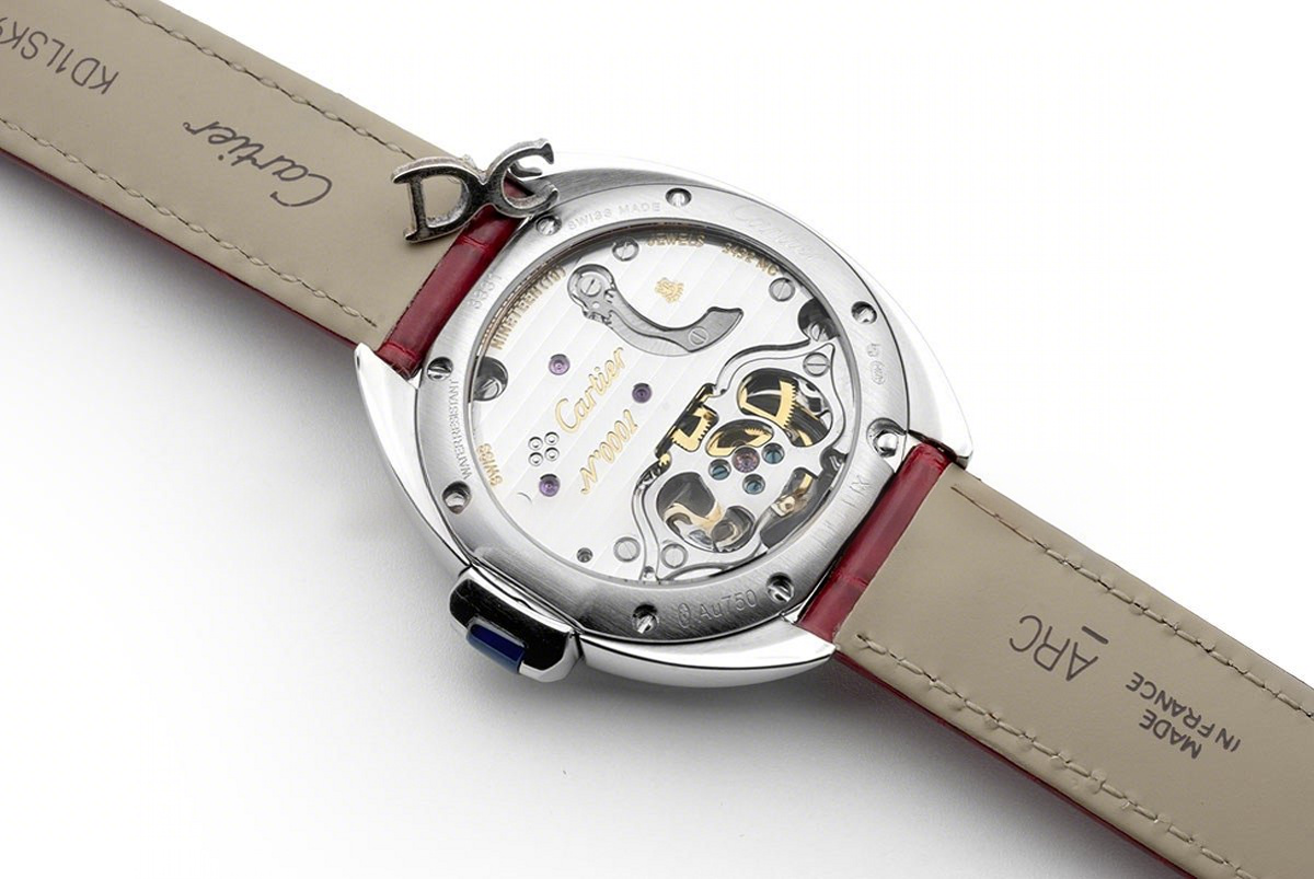 Cle de Cartier Tourbillon White Gold 35mm on Red Leather Strap-fasswatch