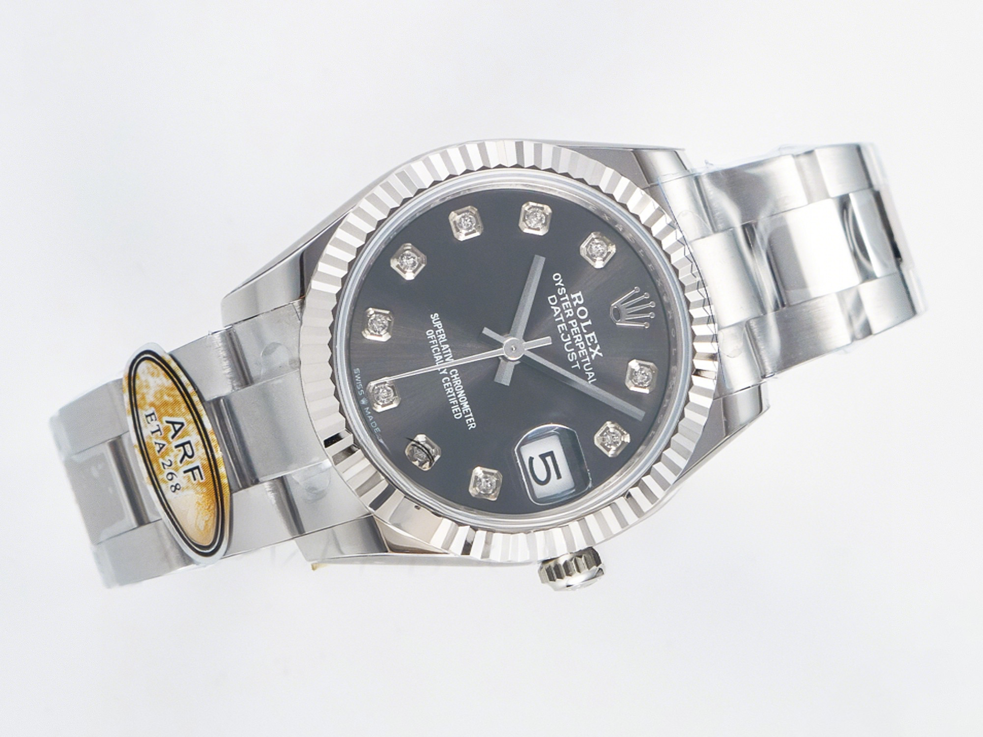Rolex DateJust 31 278274 ARF 1:1 Best Edition 904L Steel Gray Diamonds Dial on SS Oyster Bracelet ETA 2688-fasswatch