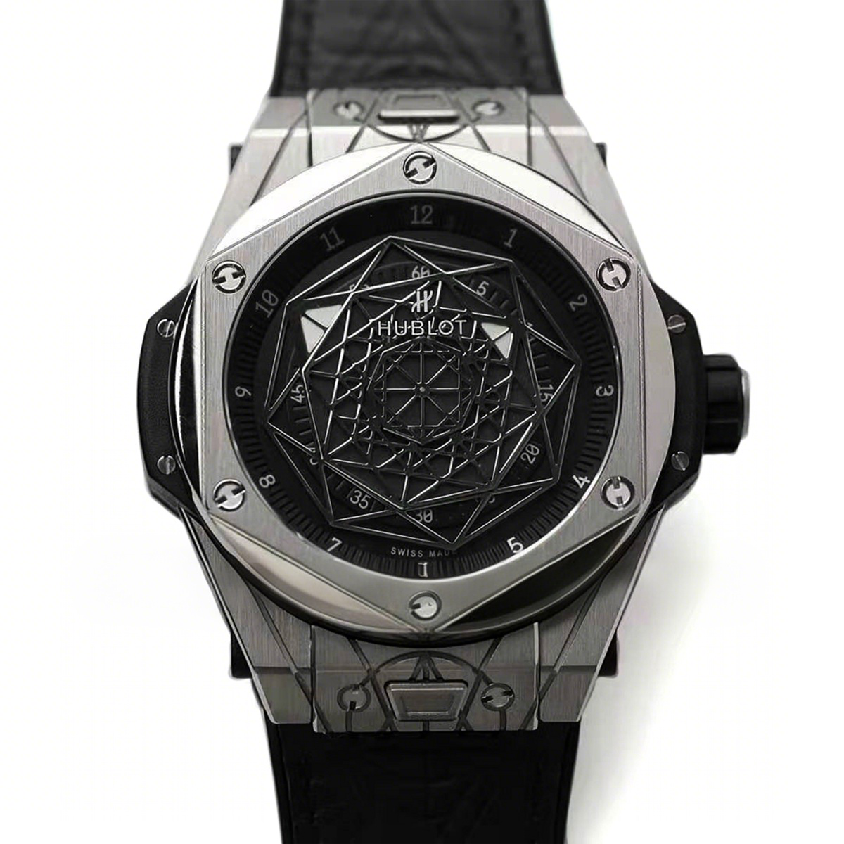 Hublot Big Bang Unico Sang Bleu in Titanium on Black Leather Strap-fasswatch