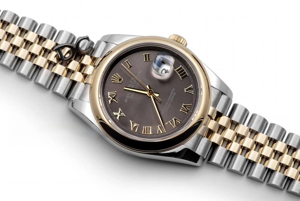 Rolex Datejust 36 126201 Dark Rhodium Dial in Yellow Gold and Steel with Roman Markers-fasswatch
