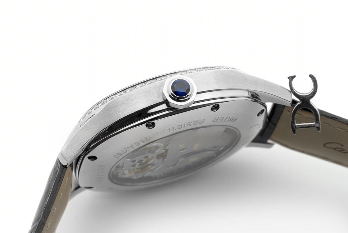 Cartier Drive de Cartier Tourbillon Grey Dial with Diamond Bezel in White Gold on Black Leather Strap-fasswatch