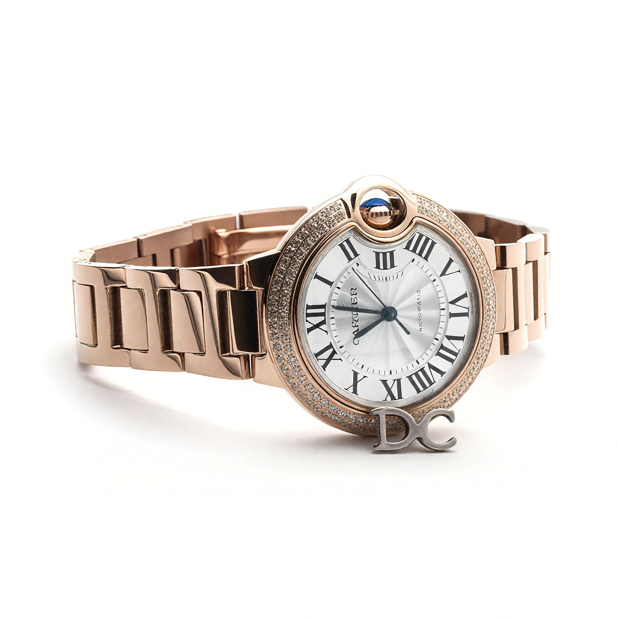 Cartier Ballon Bleu De Cartier 36mm White Dial in Pink Gold with Diamond Bezel-fasswatch