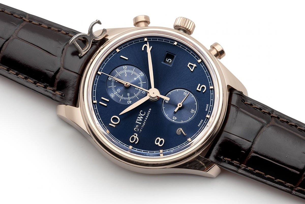 IWC Portugieser Chronograph Classic IW3903 Blue Dial in Rose Gold-fasswatch