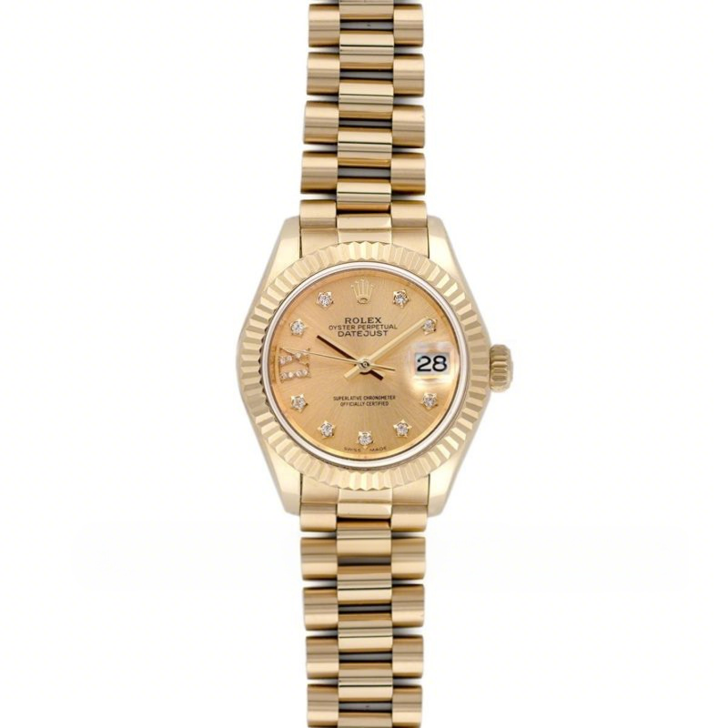 Rolex Ladies Datejust 279178 Champagne Dial with Diamond Markers in Gold-fasswatch