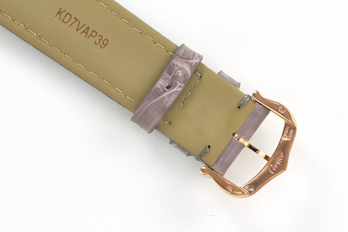 Cartier Ronde Must De Cartier 36mm White Dial in Rose Gold on Grey Leather Strap-fasswatch