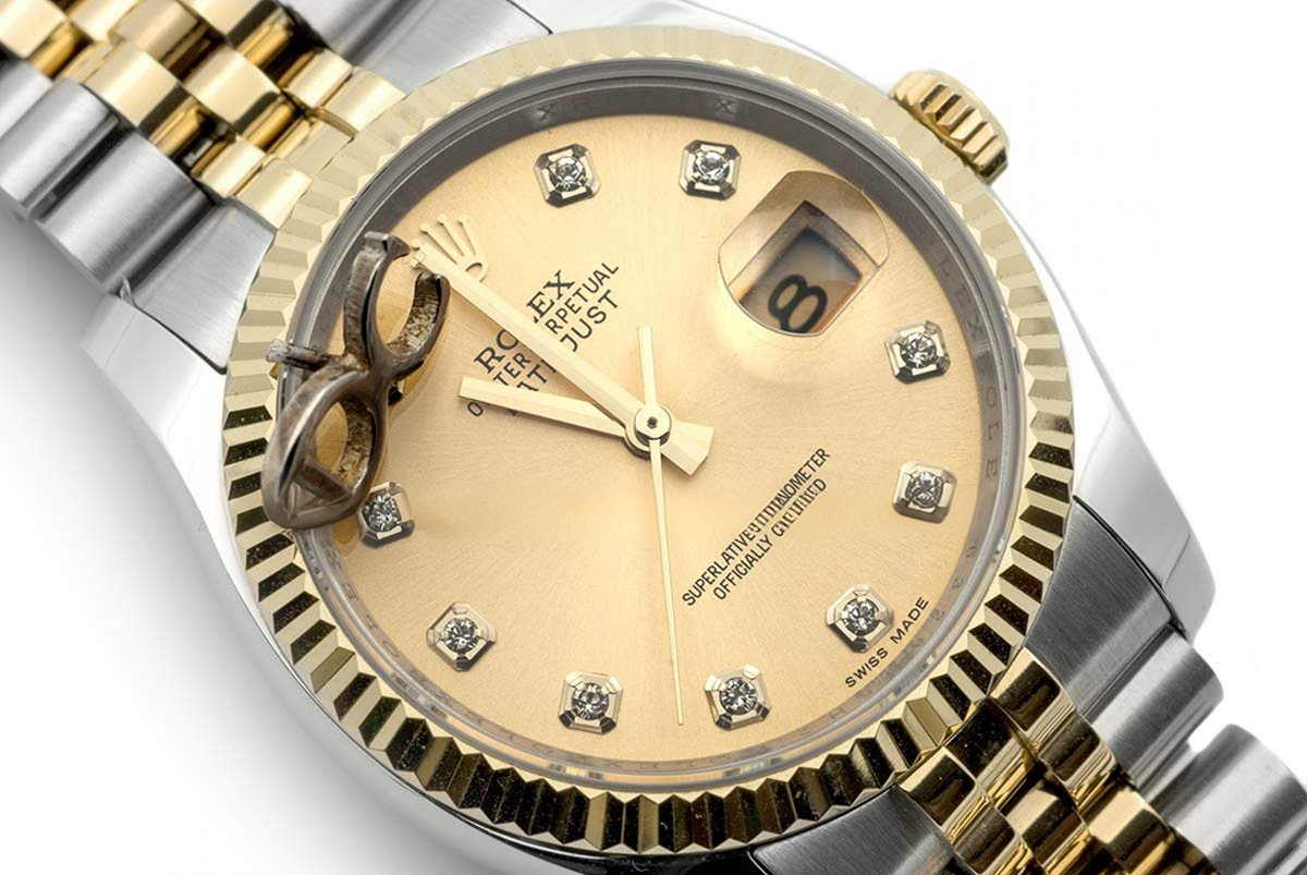 Rolex Datejust II 116333 Yellow Gold Dial in Gold/Steel with Diamond Markers-fasswatch